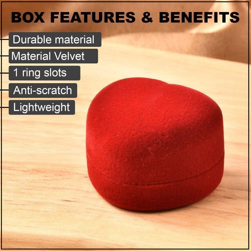 Heart Shape Velvet Jewelry Gift Box Red - Picture 4 of 6